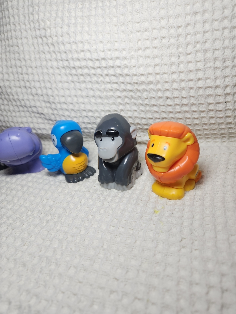 Set of 5 Colorful Animal Little People Zebra, Hippo, Parrot, Gorilla, Lion - Picture 3 of 7